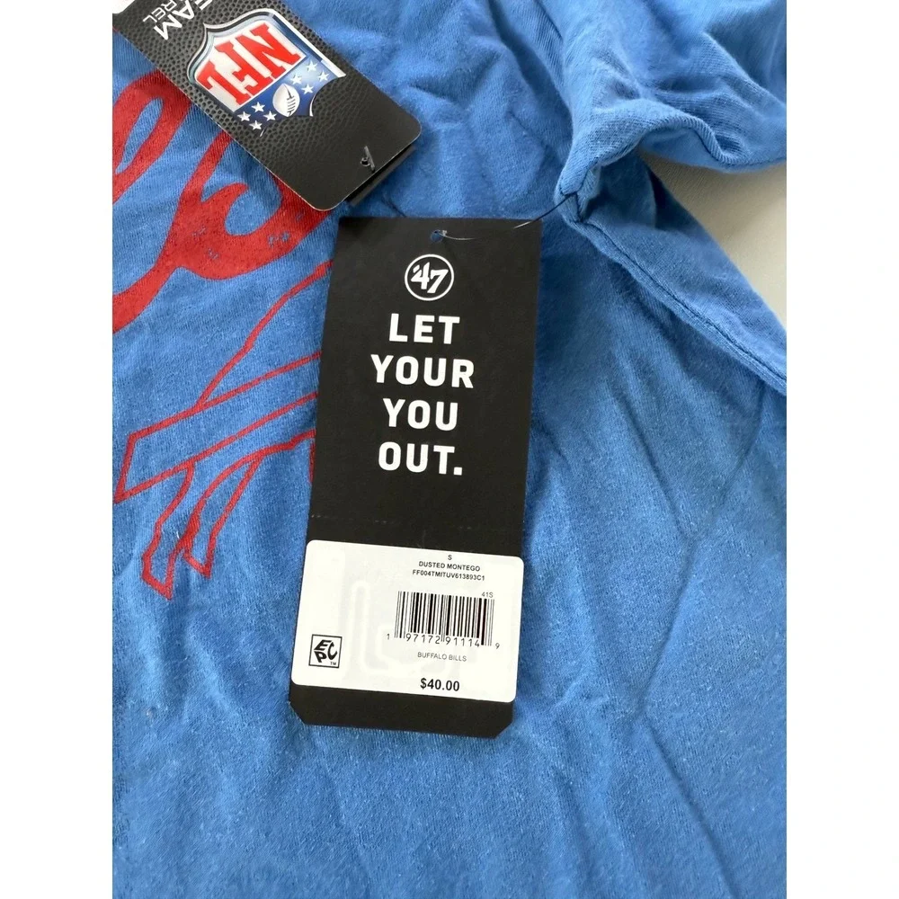 47 Brand Buffalo Bills Mens Dusted Montego Blue Tee Shirt Small NEW